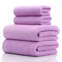 浴巾套装洗脸毛巾人大浴巾礼品套装网红珊瑚绒柔软精品成|梦想紫色 2浴巾
