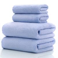 浴巾套装洗脸毛巾人大浴巾礼品套装网红珊瑚绒柔软精品成|梦幻蓝色 2毛巾