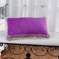 美容院专用枕头花边枕芯小方枕美容美体按摩理疗床洞枕芯可拆洗|鱼鳞方枕-紫色（带芯可拆洗）