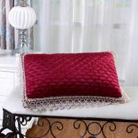 美容院专用枕头花边枕芯小方枕美容美体按摩理疗床洞枕芯可拆洗|鱼鳞方枕-枣红色（带芯可拆洗）