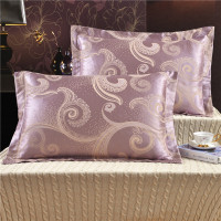 枕头套纯棉单人成人枕头装枕芯套枕套欧式一对提花全棉套装大人|春风恋影（铂金紫）