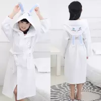 华夫格女夏男童纯棉儿童浴袍儿童浴衣宝宝四季浴袍卡通中长款带帽