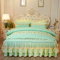 床裙四件套床罩夹棉床上用品被套蕾丝公主风加厚床单1.5/1.8/2.0m