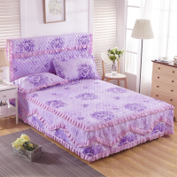 纯色夹棉床裙床罩单件1.5m1.8m2.0米保护套加厚四件套床套三件套