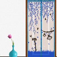 高档夏季门帘窗纱组合免穿磁条加密网孔透气透光防蚊磁性加密软纱门帘子卧室隔断防苍蝇蚊虫纱窗沙门|蓝色90x210