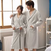 春秋季纯棉情侣睡袍男士睡袍睡裙浴袍全棉女士睡袍浴衣加大码睡衣