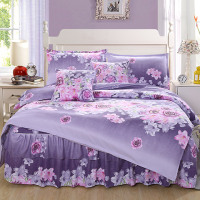 床裙六件套公主风加厚磨毛四件套双人婚庆床上用品被套床罩