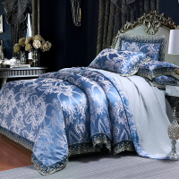 高档欧式提花四件套双人被套床单4件套蕾丝花边婚庆床上用品1.8米