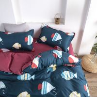 三4件套网红好多鱼卡通床单被套四件套可爱床上用品学生宿舍单人