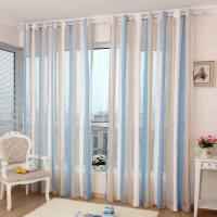 客厅高档大气阳台隔断现代雪尼尔简约条纹窗纱帘透光窗帘定制卧室
