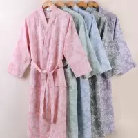 夏季薄款纯棉浴袍女男士睡衣汗蒸服女和服美容院浴袍双层纱布浴衣