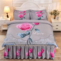 婚庆加厚磨毛床裙床罩四件套韩版1.5/1.8/2m