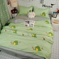 恐龙被套可爱卡通绿色三件套学生宿舍床上用品单人寝室床单四件套