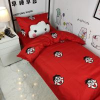 网红卡通可爱旺仔男女潮流床上四件套床单被套学生宿舍单人三件套