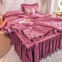 四件套夏被纯夏凉被夏季全棉可水洗夏天空调被蝴蝶结被子网红蕾丝