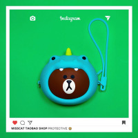 可爱便携多功能旅行数码整理充电器数据线鼠标有线耳机收纳包盒大|米白色号包小熊变恐龙