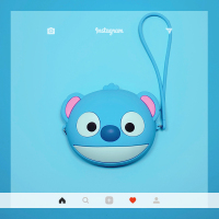 可爱便携创意数码充电器数据线 有线耳机收纳包收纳盒硅胶小迷你|天蓝色大号包史迪仔