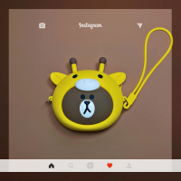 数码零钱包 钥匙有线耳机收纳包数据线充电器收纳盒便携可爱硅胶|浅蓝色大号包小熊变鹿