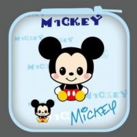 卡通苹果耳机收纳包可爱oppo数据线充电器收纳盒迷你零钱包防摔女|蓝色米奇-迷你收纳包