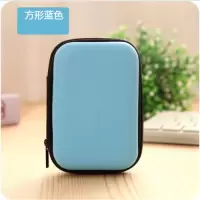 整理袋u便携式收纳盒数据线收纳包pu耳机盘收纳包旅行手机充电器|大号天蓝色可装充电器 一个装