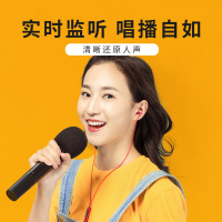 台式机游戏话筒耳麦入耳式电脑yh02k专用耳机双插头加监听超长带歌主播耳机长线声卡2米3米麦克风