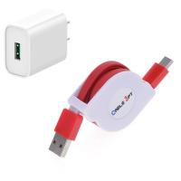 米安卓手机通用充电套装充电器头伸缩加长2米3快充vivo数据线oppo|红色[充电头+数据线] 2米