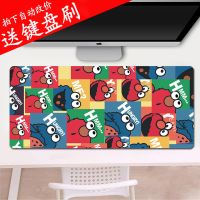 芝麻街原宿复古文艺风学生鼠标垫超大加厚防滑鼠标垫家用办公桌垫