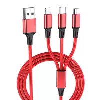 充电器5v2a插头套装三合一快充一拖三数据线适用苹果华为安卓手机|1.2米【红色】一拖三线