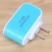 发光多功能3usb充电器手机通用安卓充电器旅行家多口适用于苹果|糖果3口(蓝色)
