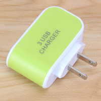 3口usb充电器3孔多口多功能夜光插头安卓苹果手机多孔充电头插座|绿色[糖果3U]