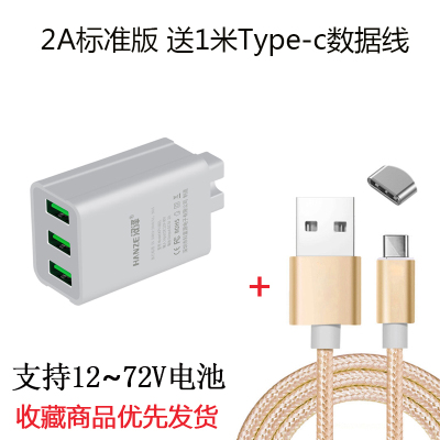 电动车手机充电器快充插头12v60伏72v电瓶通用三轮车载usb转换器|2A3口标准版[送1米Type-c线]