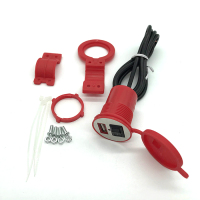 摩托车带开关usb充电器12v-90v电动车手机充电器多功能防水改装|12-24V1.5A单口[红色]