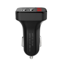 车载充电器汽车车充一拖二双usb接口点烟器多功能智能手机快充头|黑色（特价无赠品）