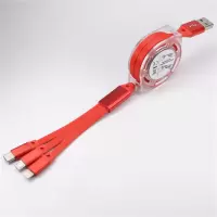 一拖三多功能充电器伸缩数据线适用苹果安卓通用type-c多头快充电|加长1.5米伸缩一分三快充线(红)