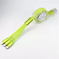 一拖三多功能充电器伸缩数据线适用苹果安卓通用type-c多头快充电|加长1.5米伸缩一分三快充线(绿)
