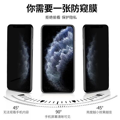 iphone11防窥钢化膜苹果11pro防偷窥promax防偷瞄透窥十一号全屏覆盖蓝光防摔抗摔指纹高清磨砂偷窥手机膜t视