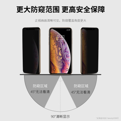 苹果x防窥钢化膜xr防偷窥iphonex全屏覆盖xmax防偷瞄xs蓝光mas防盗xsmax透窥s手机防指纹贴膜放窥视t仿