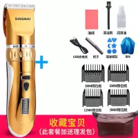 理发器电推剪家用剃头刀成人电动推子儿童充电剪头发工具理发神器 金色 标配+双钢剪+备用刀头