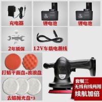 无线有线两用汽车打蜡机抛光机 220v充电式电动家用12v车载 【套餐3】无线有线两用（5个盘子+电池+车载线）