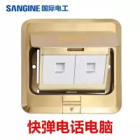 隐藏式地插全铜防水五孔十孔电脑电话阻尼地插座 快弹电话+电脑