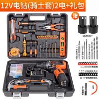 手电钻家用充电式电动螺丝刀手电转钻手锂电钻工具箱套装 12v（骑士套）2电1充+大礼包(）