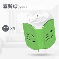 智能家用开关插座多孔电源转换器带分usb立体转换排插头一转三四 清晰绿