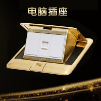 全铜地插防水家用纯铜地插座五孔地面插座十孔电话电脑地板插 电脑地插 无底盒