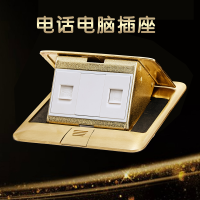 全铜地插防水家用纯铜地插座五孔地面插座十孔电话电脑地板插 电话电脑 有底盒