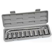 汽车用品维修工具套筒轮胎扳手工具外六角套筒摩托车修理工具 10件套A款（8-21mm）