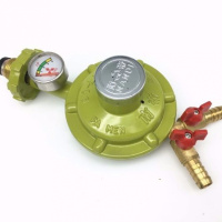 煤气罐三通接口液化气瓶一进二出分流阀一分两路减压阀铜转换头 加厚双咀带表低压阀