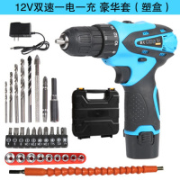12v锂电钻充电钻家用电钻手电钻电动螺丝刀工具套装 12V双速一电一充豪华套（塑盒）