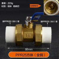 ppr阀20 25 32 40 ppr球阀 双活接 暖气用 热熔双头球阀 双p 【B款】PPR25方体（全铜） 10个装