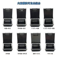 常规大理石地插座隐藏式国标五孔网络电话纯平嵌入式地面插座 银色铁底盒双网加话