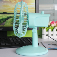 6寸调档装电池小风扇办公桌usb摇头台扇床上迷你充电扇5寸 充电款摇头小风扇深海蓝